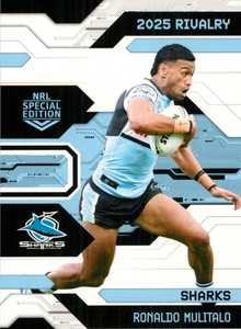 2025 Cronulla Sharks NRL TLA Special Edition Rivalry Card - Ronaldo Mulitalo - Picture 1 of 3