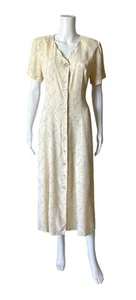 DRESSBARN Womens Size 6 Vintage Short Sleeve V Neck Button Up Rayon Maxi Dress - Picture 1 of 8