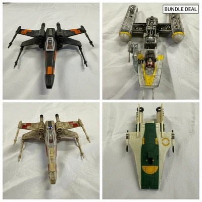 星球大战 X-Wing 战斗机 4 件批量复古现代散装带玩偶机器人 — 第 1/4 张图片