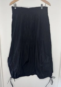 KOMAROV black Parachute Balloon Skirt Women’s Small Pockets Bow Ties BOHO Core - Picture 1 of 3