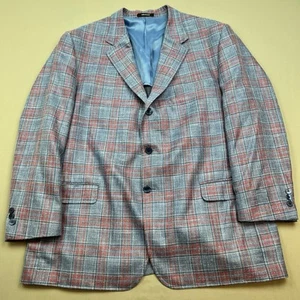 Cappotto sportivo Empire Loro Piana estivo lana seta lino pannello finestra rosso blu 48R - Foto 1 di 18