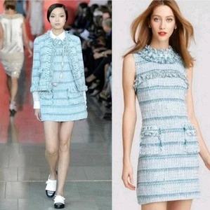 Vestido Tory Burch Curtis Tweed Sin Mangas Talla 8 Hasta la Rodilla Logo Forro - Imagen 1 de 15