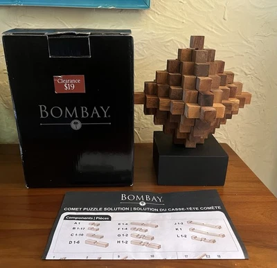 Rompecabezas de cometa de madera Bombay vintage sobre soporte nuevo con etiquetas, caja e instrucciones Foto 1 de 3