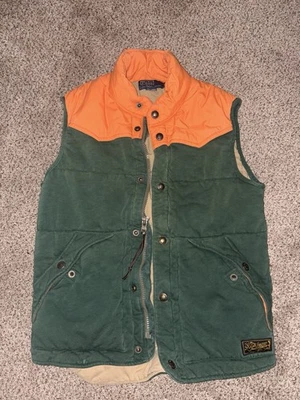 Polo Ralph Lauren Colete Puffer Verde e Laranja Blaze Masculino Med Caça, Esportistas - Imagem 1 de 4