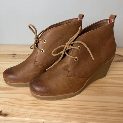 Botín de cuña de cuero bruñido Sperry Harlow para mujer en coñac talla 11 Foto 1 de 4