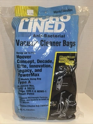 10 Hoover A Microlined Vacuum Cleaner Bags Elite Powermax Concept Decade Bag New - Image 1 of 4