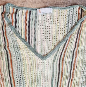Blusa Missoni Mujer Estampada Texturizada Cuello en V Corbata Frontal Top Verde azulado Combo Talla 42 - Imagen 1 de 6