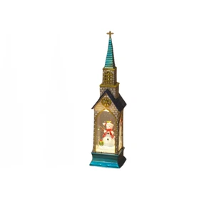 Gerson Holiday Church with Snowman Water Lantern - Picture 1 of 1