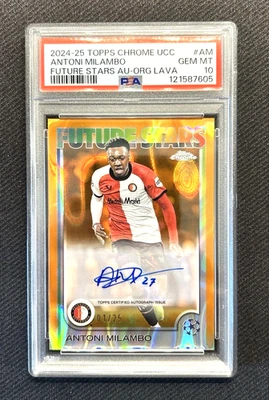 Antoni Milambo PSA 10 Auto /25 #1/25 Orange Lava 2024-25 Topps Chrome UEFA Pop 1 - Image 1 of 4