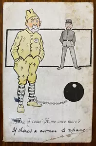 PRISONER 99 BALL & CHAIN Antique 1908 Edwardian MACAIRE Comic Humour Postcards - Foto 1 di 2