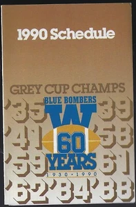 Winnipeg Blue Bombers 1990 Oficial CFL Fútbol Calendario de Bolsillo Copa Gris Campeones - Imagen 1 de 3
