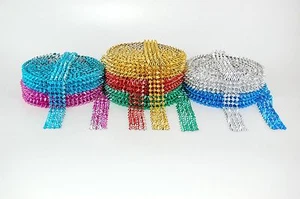 1 METRE SPIKE STUD TRIM LACE, FLAT BACK ACRYLIC BEADED, 7 COLOURS AVAILABLE - Picture 1 of 8