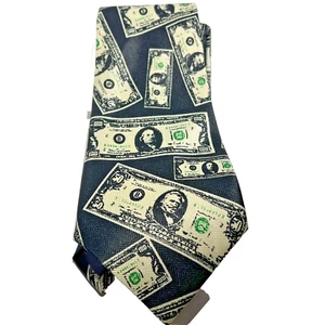 Beverly Hills Polo Club Krawatte Dollarscheine schwarz grün Polyester Herrenkrawatte - Bild 1 von 5