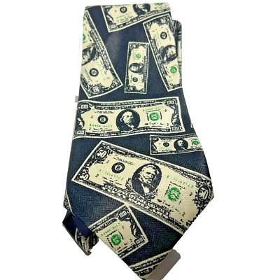 Corbata para hombre Beverly Hills Polo Club Dollar Bills negra verde poliéster Foto 1 de 4