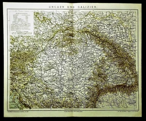 1886.Stampa Geografica Antica:UNGARN UND GALIZIEN - UNGHERIA GALIZIA Brockhaus - Bild 1 von 1