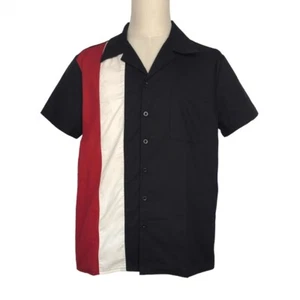 Schwarzes Spleißpanel Bierhemd Freizeit Bowlingshirts Rockabilly Kleidung - Bild 1 von 3