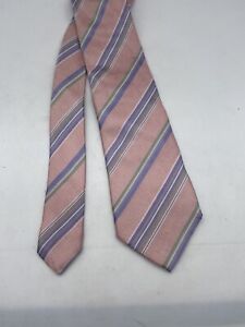 Giorgio Armani Men's Neck Tie Pink Blue Striped MADE IN ITALY 59”