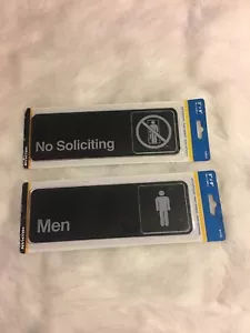 No Soliciting and Men Toilette selbstklebendes Schild Hillman 3”x9” - Bild 1 von 6