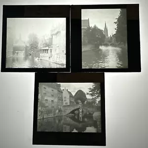 Antigua linterna mágica / proyector diapositivas de vidrio Brujas - Imagen 1 de 6