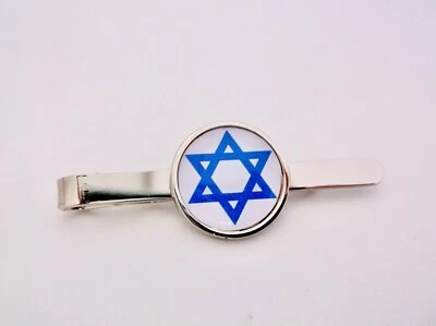 STAR OF DAVID RELIGION JEWISH BADGE TIE SLIDE GRIP PIN CLIP CLASP GIFT - Image 1 of 3
