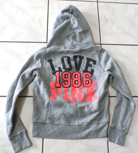 UNDERCOVER Felpa con cappuccio Victoria’s Secret LOVE PINK 1986 logo cane S grigio Y2K H14