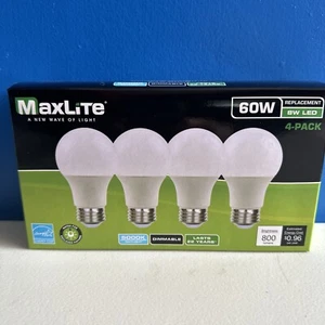 4 MaxLite 60-Watt Frosted White Daylight Bright A19 LEDs w/Medium Base - Picture 1 of 3