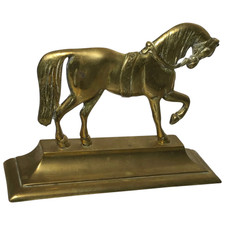 Sottile Antico Inglese Vittoriano Grazioso Equestre Cavallo Ottone Porta Stop