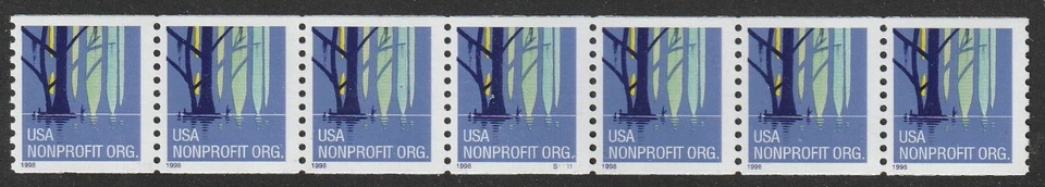 US Scott 3207, (5c) Wetlands PNC strip of 7, plate # S1111 - Image 1 of 1