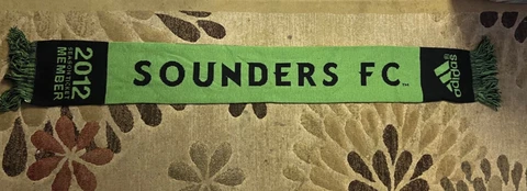 Seattle Sounders Adidas Scarf Striped Spell Out 2012 Season Ticket Member Green~ Cover