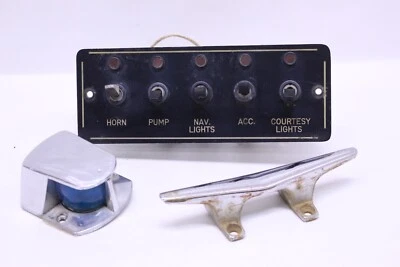 Vintage Boat Chrome Parts Cleat Bow Light Red Blue Horn Control lot -S1 - Image 1 of 4
