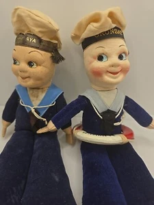 Norah Wellings 1930S Sailor Dolls X 2 + Ring. Shipped Frm Qld Aust - Picture 1 of 17