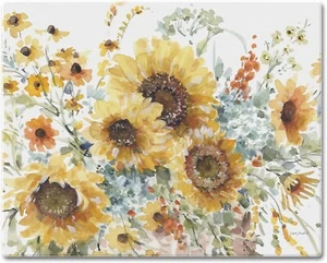 Sunflowers Forever Glas Schneidebrett 15” x 12” Made in USA - Bild 1 von 7
