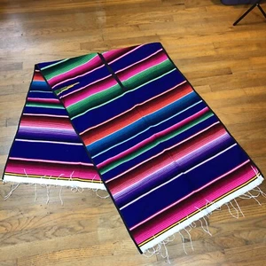 Manta Poncho Mexicano De Colección Coloridas Rayas 100% Acrílico Artesanías - Imagen 1 de 10