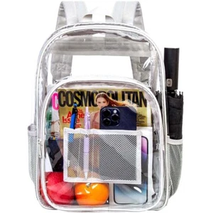 Clear Backpack Heavy Duty Transparent Bookbag for School or Travel - Picture 1 of 9