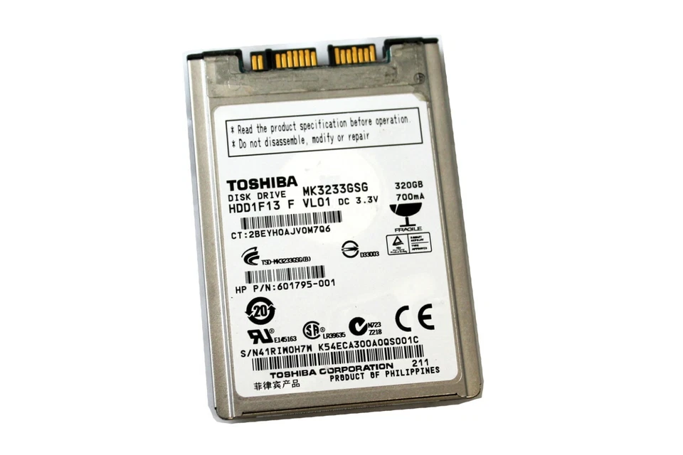 614537-001 HP Genuine Toshiba  MK3233GSG 320GB 1.8" Micro SATA II Hard Drive - Image 1 of 1