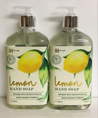 2 Bottles Clean & Beauty ~ Lemon Moisturizing Hand Soap w/ Eucalyptus Oil 17 oz - Image 1 of 2