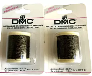 2 DMC Metalic Embroidery Thread Antique Gold 43.7Y France New Unopened Pre-owned - Picture 1 of 7