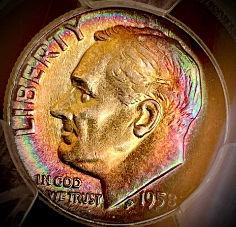 1958 roosevelt dime pcgs ms62 color Cover