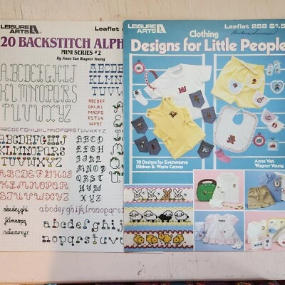 Counter cross stitch pattern LEISURE ARTS Alphabets Clothing  - U PICK - Image 1 of 3