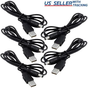 (5-pack) USB to 5.5x2.1mm Barrel Connector 5V DC Power Cable Male, 120cm/4ft 5X - Picture 1 of 2
