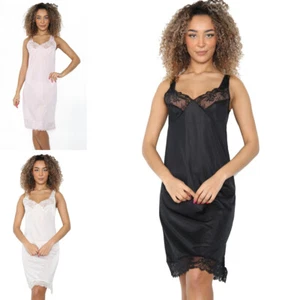 Mujeres Vestido de Noche Deslizante Completo Marlon Noche Satén Look Camisa Deslizante Vestido Nochty - Imagen 1 de 11