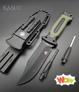 Taktisches 4Tlg. Buschmesser 4028B Grün Jagdmesser Bowie Knife Hunting Glassbre - Bild 1 von 8