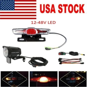 Ebike 12-48V Headlight Tail Rear Lights LED Brake Lamp Electric Bike Light HAU - Picture 1 of 13