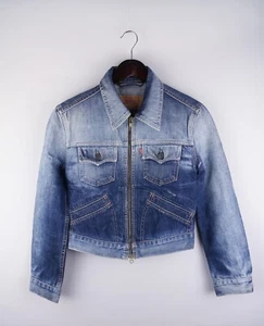 Levi Strauss & Co Girls Denim Biker Jacket Leisure Casual Blue Cotton size S - Picture 1 of 6