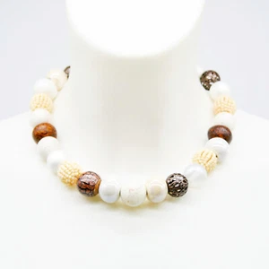 Halskette in braun beige Perlenkette "Mokka-Kaffee" Made in Germany Materialmix - Bild 1 von 18