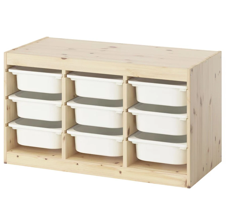 IKEA TROFAST Unidad de Almacenamiento Pino Manchado de Blanco con Cajas Organizador Infantil Nuevo Foto 1 de 4