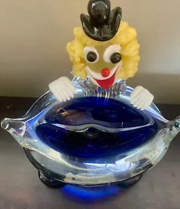 CLOWN MID CENTURY MURANO HANDBLOWN VENETIAN GLASS VINTAGE ASHTRAY ART PRESERVED - Picture 1 of 5