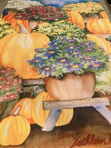Pumpkins & Flowers Toland House Flag Banner 28"x40", Excellent Cond., Beautiful! - Picture 1 of 5