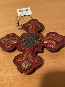 Southwestern Cross Christmas Ornament Western Cowboy Ranch Gift Red Gold 6” - Picture 1 of 1