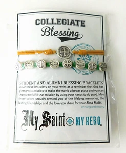 My Saint My Hero College Segen Student Alumni schnurgebundene Armbänder grün gold - Bild 1 von 7